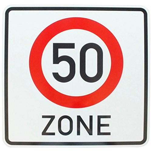 ORIGINAL Verkehrszeichen 50 ZONE 60 x 60 cm Verkehrsschild für Geburtstag Geschenk Geburtstagsschild Straßenschild Verkehrsschilder Schild Schilder Strassenzeichen Strassenschilder Zonenschild 50 km/h von BauSupermarkt24