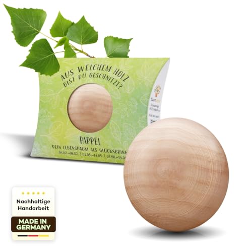 Baumstark Pappel Holz Handschmeichler mit Baumhoroskop je Geburtsdatum. EIN liebevolles Geschenk, z. B. für Kinder & Jugendliche, als Glücksbringer zu Kommunion, erh. in 22 Holzarten von Baumstark