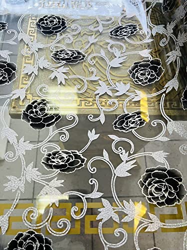 Tischfolie mit Blumen Muster Marmor Marmoriert - Maß nach Wunsch - Transparent Klar Tischdecke Tischschutz Schutzfolie Abwaschbar weich PVC 80cm (80 x 150 m) von Bavary