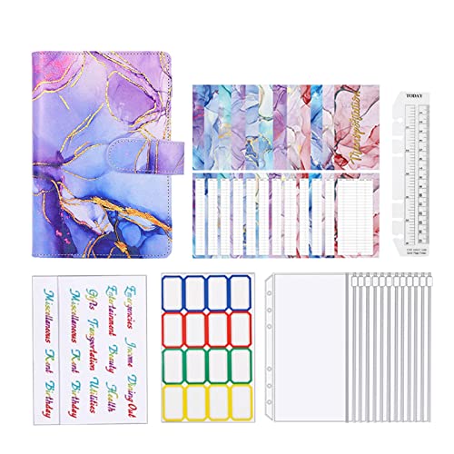 Bavokon A6 Binder Handbuch | Farbimitations-Goldmuster-Notizbuch | Warenfestes 6-Loch-Loseblattbuch aus PU-Leder für Bargeldbudgets Bavokon A6 Binder Handbuch | Farbimitations-Goldmuster-Notizbuch | Warenfestes 6-Loch-Loseblattbuch aus PU-Leder für Bargeldbudgets von Bavokon