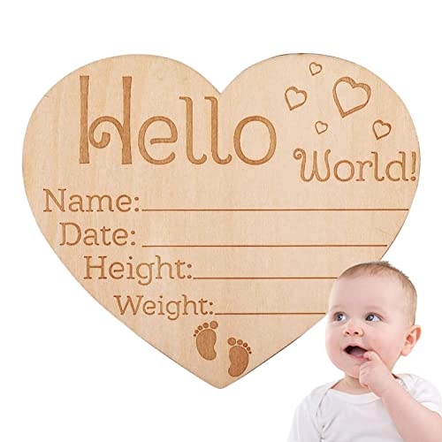 Bavokon Neugeborenes Ankündigungsschild,Baby-Geburtszeichen aus Holz für Baby-Hand- und Fußabdrücke | Hello World Neugeborenes Namensschild für Krankenhaus, hölzernes Willkommensschild für Neue von Bavokon