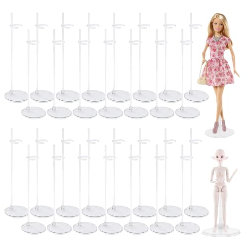 Bavooty Puppenständer,21.5cm Puppen Ständer Displayhalter,Kunststoff Puppenständerhalter,Verstellbarer Mini Puppenständer Puppenzubehör,Für Puppenregal Verwendet (Transparent, 30) von Bavooty