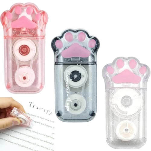 Korrekturroller Mini Pocket Mouse,5mm x 6m Katzenpfoten-Korrekturband,3 Stück Korrekturroller Korrekturmaus,Korrekturband Katze für Kinder Schüler Büro Zuhause Schule von Bavooty