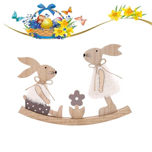 Osterhase aus Holz,Osterhasen Deko zum Hinstellen,Osterdeko Holz Hase,Osterdekoration Garten Osterhasen,Ostern Hase Aufsteller,Osterhase Deko aus Holz Tür Eckdeko Tisch Deko,Garten,Frühlingsdeko von Bavooty