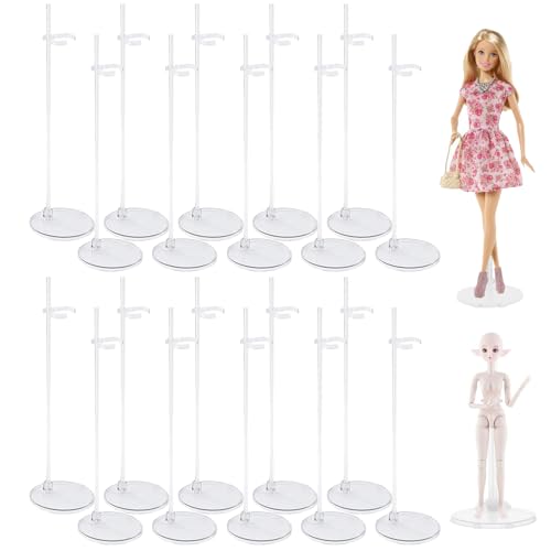 Puppenständer,21.5cm Puppen Ständer Displayhalter,Verstellbar Puppenständer,Kunststoff Puppenständerhalter,Verstellbarer Mini Puppenständer Puppenzubehör,Für Puppenregal Verwendet,Transparenter,20pcs von Bavooty