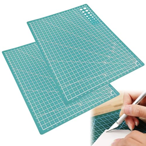 Schneidematte Set,Selbstheilende Bastelunterlage Mat,A4 Selbstheilend Schneidematte,Selbstheilende Schneideunterlage,Doppelseitig Rastern,Für Professionelle Schnitte,Handrückenbretter,30×22cm,Grün Schneidematte Set,Selbstheilende Bastelunterlage Mat,A4 Selbstheilend Schneidematte,Selbstheilende Schneideunterlage,Doppelseitig Rastern,Für Professionelle Schnitte,Handrückenbretter,30×22cm,Grün von Bavooty