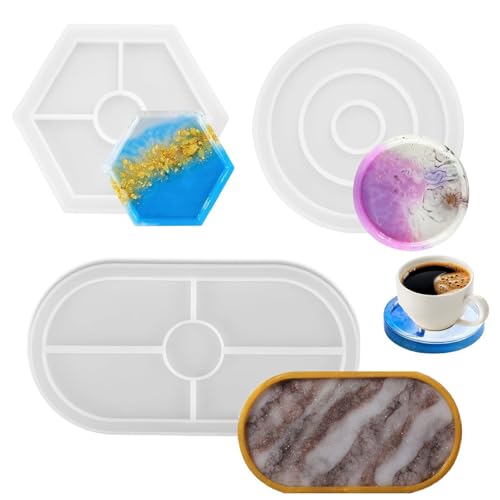 Silikonform Tablett,3 Stück Silikonform Untersetzer Epoxidharz,DIY Untersetzer Silikon Formen Gießformen für DIY Obsttablett Kunsthandwerk Heimdekoration Silikonform Tablett,3 Stück Silikonform Untersetzer Epoxidharz,DIY Untersetzer Silikon Formen Gießformen für DIY Obsttablett Kunsthandwerk Heimdekoration von Bavooty