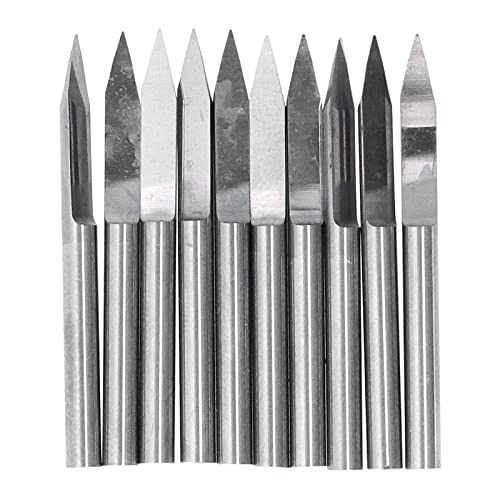 10 Stcs Gravurbits CNC -Router V -Bits, genaue Wolfram -Stahl -V -Form -Fräser für Kunststoff, Holz, Glasfaser, Acryl -PCB -Schnitzerei (0,1 mm) von Baxnore