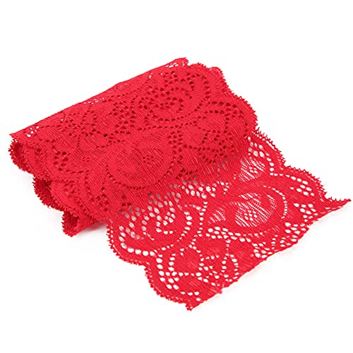 10 Yard schwarzes Spitzenband, 3,9 Zoll breit elastische Nylonverkleidung mit rotem Akzent für Kostümdekoration Stretch Spitze professionelle Klasse (Verrotten) von Baxnore