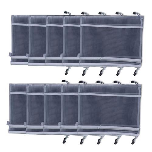 10pcs Double Layer Nylon Mesh Reißverschluss Organisatoren, A4 -Dokument -Dateibeutel mit verstärktem Handle für die Lagerung der Büroschulenversorgung (Grau) von Baxnore