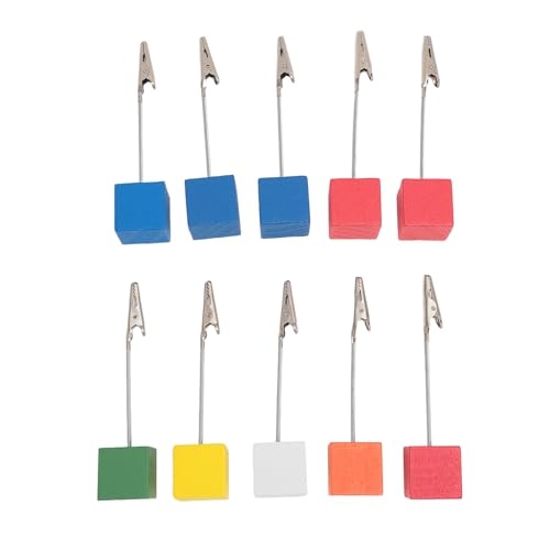 10pcs Kiefernholzholz Tischnummer Stand Set, rustikale Hochzeitskartenhalter mit Edelstahlverschluss für Foto -Memo -Display von Baxnore