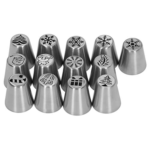 13pcs Weihnachtsblumen -Zuckerguss -Tipps Düsen Edelstahl DIY -Kuchen Dekorationstipps zur Cupcake -Dekoration von Baxnore