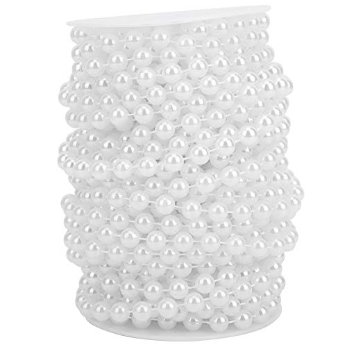 20 m Faux Pearl Perlenschnur, 10 mm Abs Perlenstrang für Hochzeitsfeierdekor, geschnittene Länge hängende Perlen, 1 Roll (Weiß) von Baxnore