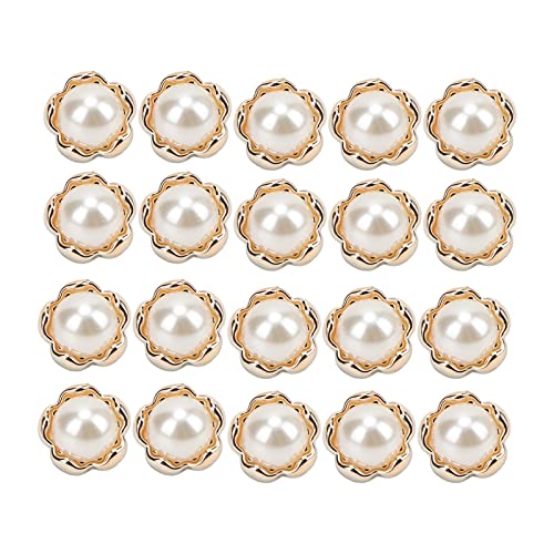 20pcs Perlenknöpfe, Blumenform Vintage dekorative Knöpfe, Metall Kunststoffmaterial, Nähen Bastelkleidung Dekoration Accessoires von Baxnore