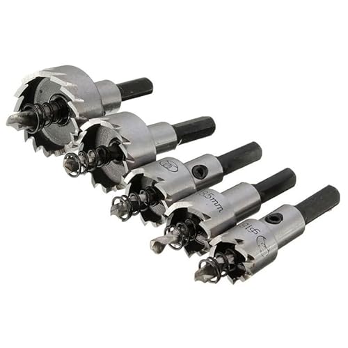 5 Pcs Hole Saw Drill Bit Set, HSS Metal Cutter for Iron Plate, Stainless Steel, Aluminum Alloy, Woodworking Opener Tool with Storage Box (Natural Color) von Baxnore
