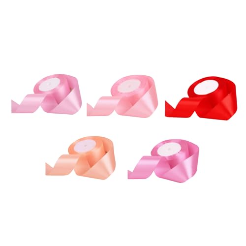 5 Rollen Doppelgesichts -Satinband, Bastelband, Wickel für Hochzeitsdekorationen Haarbögen Sonnenlicht widerstandsfähig mit verstärkten Kanten (Pink) (Light Rosy) (Champagne) (5 Colors) von Baxnore