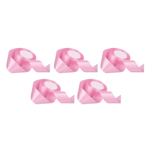 5 Rollen Doppelgesichts -Satinband, Bastelband, Wickel für Hochzeitsdekorationen Haarbögen Sonnenlicht widerstandsfähig mit verstärkten Kanten (Pink) von Baxnore