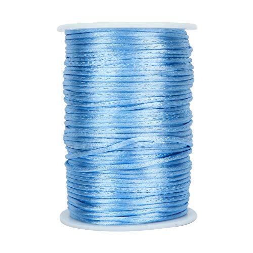 6,5 cm Nylon-Satin-Schnur, 100 Yard geflochtenes Handwerks Band zur Herstellung von Knotens chmuck, ver siegel bar fray resistent, 2,6 in breit (Medium Blue) von Baxnore