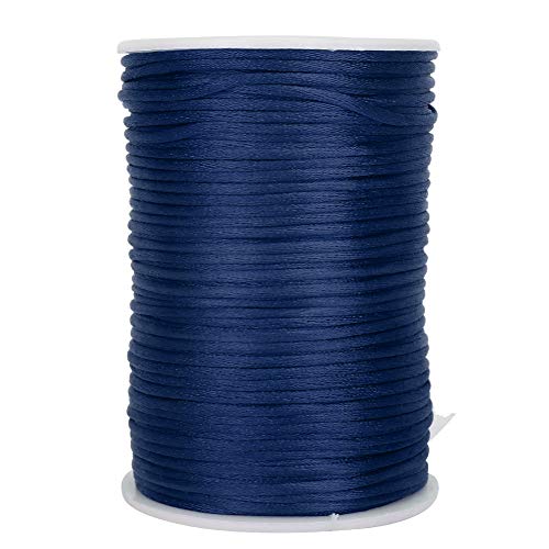 6,5 cm Nylon-Satin-Schnur, 100 Yard geflochtenes Handwerks Band zur Herstellung von Knotens chmuck, ver siegel bar fray resistent, 2,6 in breit (Navy Blue) von Baxnore