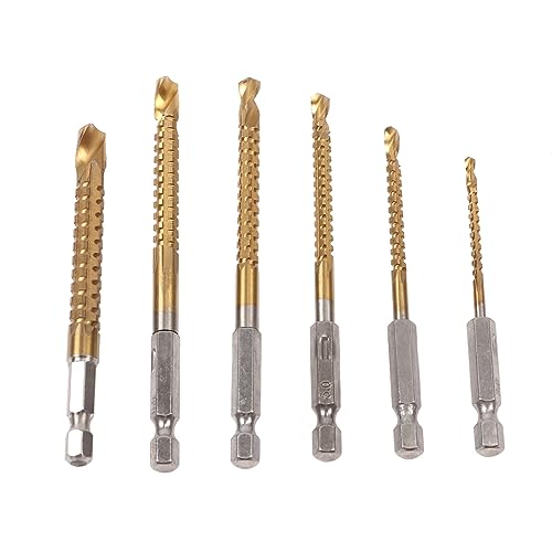 6 PCs Legierung mit gezacktem Bohrbit Set, Hex Shank Twist Holzbearbeitungswerkzeuge mit Aufbewahrungsbox für Multi -Size -Holz, Plastikbohrungen 6 PCs Legierung mit gezacktem Bohrbit Set, Hex Shank Twist Holzbearbeitungswerkzeuge mit Aufbewahrungsbox für Multi -Size -Holz, Plastikbohrungen von Baxnore