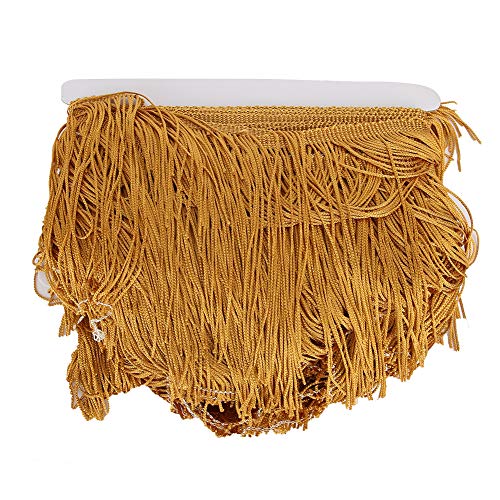 9 Meter Quastenverkleidung, 5,5 -Zoll -Fransenspitze, Polyester Dekorative Trimm für lateinische Tanzkostüme Bühnenkleidung (Gold) von Baxnore
