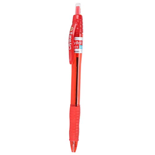Baxnore 1,0 -mm -Kugelschreiber, Drücken Sie den Tintenstift mit Ölbasis mit Anti -Grip, schnell trockener Schreibbetriebs -Taschenclips für geschäftliche Schreibwaren (Red) von Baxnore