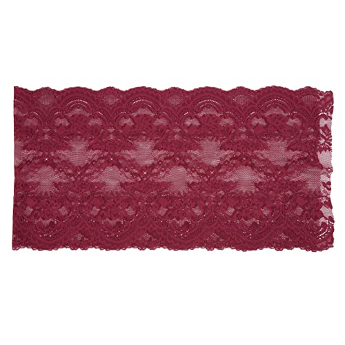 Baxnore 10 Meter elastisches Spitzenband, 23 cm breites Nylon -Spitzenstoff, weiche Stretch dekorative Verkleidung für Hochzeitsdekor -Kissenbezüge Basteln (Burgund) von Baxnore
