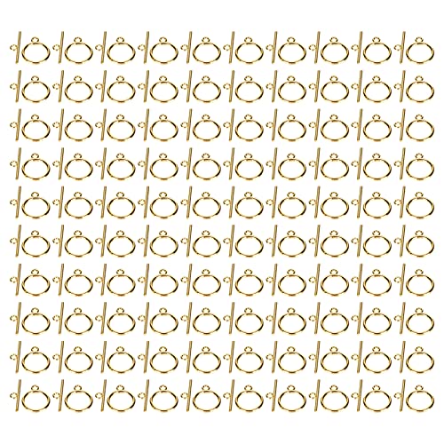 Baxnore 100 Sets Umschütteln, goldene Legierung ot -Schnalle, 2 mm runde Kopfschmuckverschlüsse für Armband Halskette Herstellung von Handwerksvorräten von Baxnore