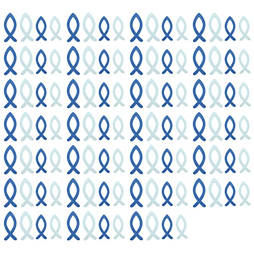 Baxnore 108pcs Fischholzstücke, 40 bis 50 mm Bastelblöcke, Holzfischhandwerksblöcke für Erwachsene Home Party Cyan Blau von Baxnore