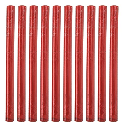 Baxnore 10pcs Versiegelungswachsstöcke, 12 cm Bienenwachs -Mischung niedrige Temperaturstöcke, crackbeständige Dichtungen für Kartenumschläge Vintage Hochzeitsbevorzugungen (Flammen rot) von Baxnore