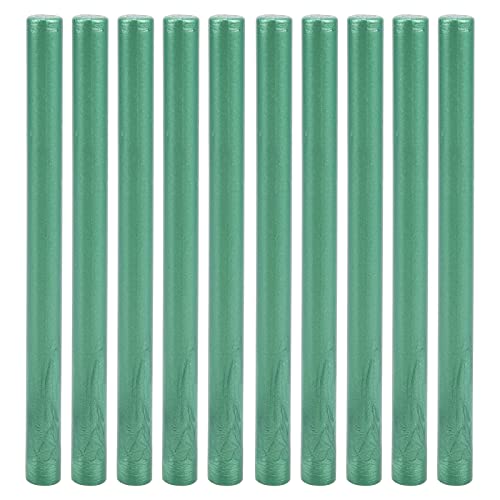 Baxnore 10pcs Versiegelungswachsstöcke, 12 cm Bienenwachs -Mischung niedrige Temperaturstöcke, crackbeständige Dichtungen für Kartenumschläge Vintage Hochzeitsbevorzugungen (Kieferngrün) von Baxnore