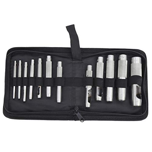 Baxnore 12 -pcs Leder -Loch -Punch, Kohlenstoffstahl Leder Puncher, Trage Resist Hole Puncher, Leder -Punschwerkzeuge, Ledermeißel Punch für Ledergürtel von Baxnore