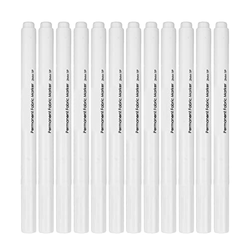 Baxnore 12 -pcs Wasserlöschbare Stoffmarkierungen, verschwundener Tintenfaserspitze mit 2 mm Nib zum Nähen von Anpassung, weiße Textilmarkierungswerkzeuge von Baxnore