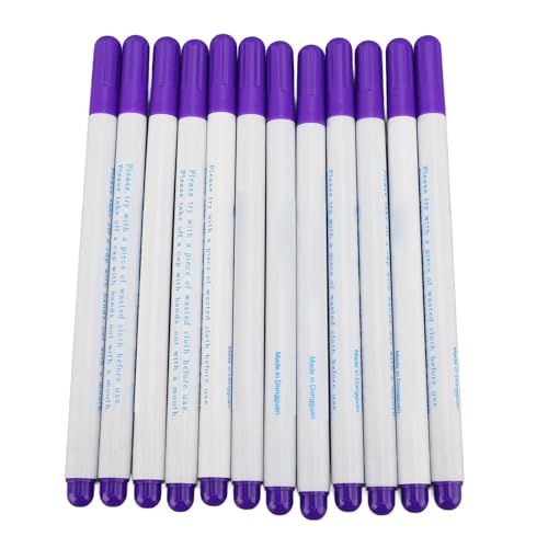 Baxnore 12 -pcs Wasserlöslicher Stift, verschwundene Tintengewebemarkierungen, feine Spitzenmarkierungsstifte für Stickelkleidungskonstruktionen (Lila) von Baxnore