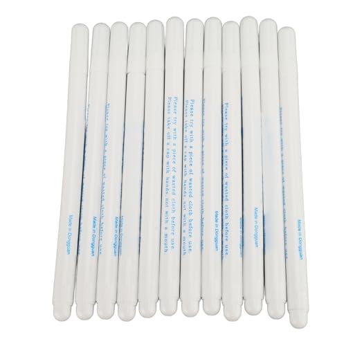 Baxnore 12 -pcs Wasserlöslicher Stift, verschwundene Tintengewebemarkierungen, feine Spitzenmarkierungsstifte für Stickelkleidungskonstruktionen (Weiß) von Baxnore