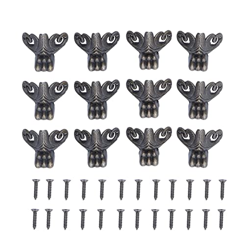 Baxnore 12pcs Vintage Style Box Beine dekorative Möbel Füße Eckschützer für Holzschmuck Koffer Aufbewahrung Brustschrank Legierung Bronze Bronze von Baxnore