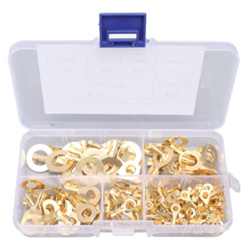 Baxnore 150 Stcs Messing-Ring-Klemmen, M3-M10-Elektrokabellanlagen mit Lagerhüllen für Automobilverbindungen, Verkabelung von industriellen Geräten Baxnore 150 Stcs Messing-Ring-Klemmen, M3-M10-Elektrokabellanlagen mit Lagerhüllen für Automobilverbindungen, Verkabelung von industriellen Geräten von Baxnore