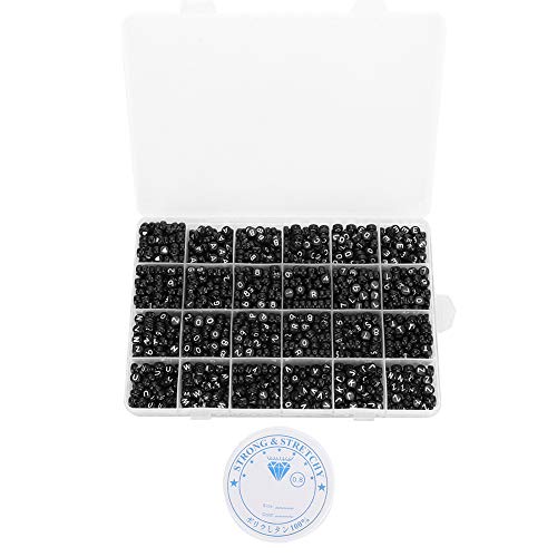Baxnore 1850pcs Alphabet Perlen, Acrylbriefperlen, Armband -Halsketten -Kit für Jugendliche, Erwachsene enthalten elastische Schnur, Aufbewahrungsbox von Baxnore