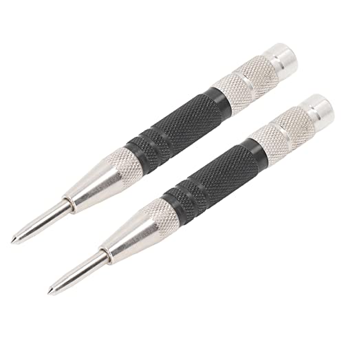 Baxnore 2 PCs 6 im automatischen Mittelstempel, federbelastete HSS-Punch mit einem Rutschfisch-Knurled-Griff für Metallbearbeitung, Möbelinstallationsmaschinenwartung von Baxnore