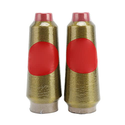 Baxnore 2 Stück Metallic-Sgarn, 3200 m Gold-Polyester-Maschinengarn, farbechter Hochglanzfaden für Sereien, Basteln, maschinenwaschbar von Baxnore