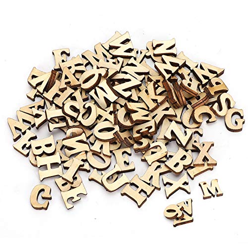 Baxnore 200pcs hölzerne Alphabet -Chips, ein bis z -Buchstabenform Holzblätter mit glatten Holzbuchstaben für Kunsthandwerk von Baxnore