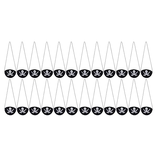 Baxnore 24 pcs Piraten -Augenflächen -Set, Schädel mit Messerdesign, einstellbares schwarzes Seil, tränenfestes Filzmaterial für Kostüme Party Cosplay von Baxnore