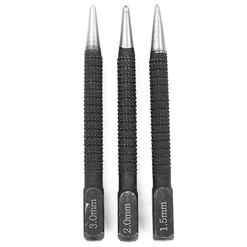Baxnore 3 PCs Mittelstanzset, 1,5 mm/2 mm/3 mm Stahlmarkierungswerkzeuge mit federbelastetem Mechanismus zur präzisen Bohrpositionierung auf Holzmetall Baxnore 3 PCs Mittelstanzset, 1,5 mm/2 mm/3 mm Stahlmarkierungswerkzeuge mit federbelastetem Mechanismus zur präzisen Bohrpositionierung auf Holzmetall von Baxnore
