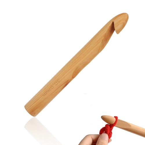 Baxnore 30 mm Häkelnadel, Holz Häkelnadel zum Häkeln von Decken, Schals, Matten und Teppichen mit dickem Garn oder Baumwollseil, Ergonomics Comfort Grip von Baxnore