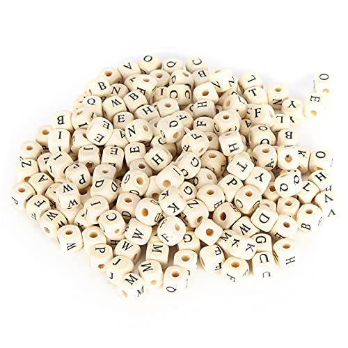 Baxnore 300pcs Gravierte Buchstaben Holzperlen, 10 -mm -Abstandshalterperlen mit 4 mm Löchern, A bis Z Alphabet Schmuck, Farbe von Baxnore