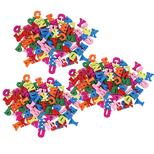 Baxnore 300pcs Holzbriefknöpfe, farbenfrohe Alphabet -Bastelknöpfe mit Löchern für Bekleidungskarten Dekor gemischte Buchstaben von Baxnore