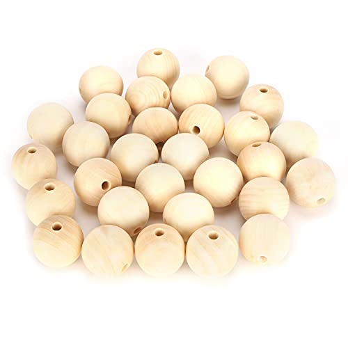 Baxnore 30pcs hölzerne runde Perlen, 40 mm perforierte Abstandshalterperlen, unfertige Handwerksperlen für Schmuck Herstellung von Halskettenarmbandvorräten Baxnore 30pcs hölzerne runde Perlen, 40 mm perforierte Abstandshalterperlen, unfertige Handwerksperlen für Schmuck Herstellung von Halskettenarmbandvorräten von Baxnore