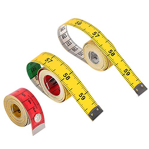Baxnore 3pcs Weichmessband, Doppelmaßstabschneiderte Maßnahmen mit Metallenden, flexibler Körperlineer zum Nähen von Kleidung Veränderungen Körpermessungen 150 cm 59 Zoll von Baxnore