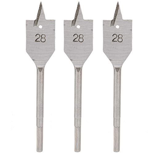 Baxnore 3pcs flaches Holzbohrer, Bohrbohrer mit Kohlenstoffstahl Spaten Bohrer, Holzbearbeitung flacher Bohrer, flache Kopfbohrer, Holzbohrbit Set für Holzbohrungen von Baxnore