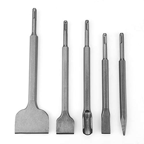 Baxnore 5 PCs SDS Plus -Meißel -Set, 40cr -Legierungsstahlstahlbits für Drehhämmer, Point Groove Flat -Meißel für Betonbrüche und Mauerwerksarbeiten von Baxnore